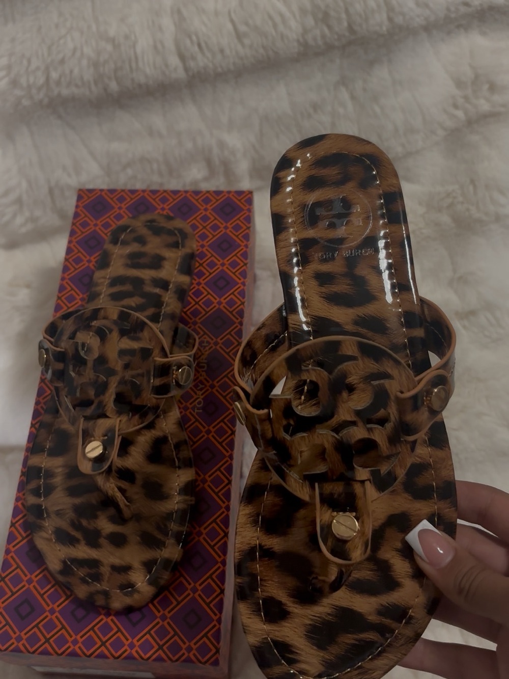 Leopard Print Women's Slide Sandals - Brown